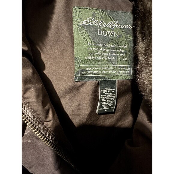 Vtg Eddie Bauer Goose Down Vest with Faux Fur Collar Women's Size Large - Picture 4 of 9